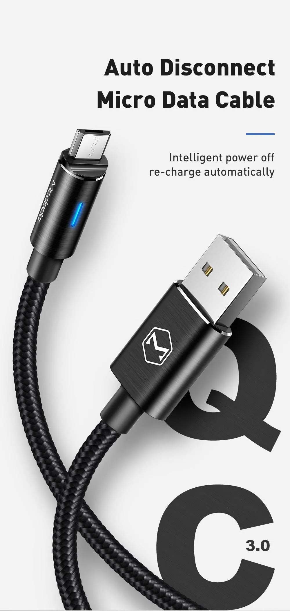 Mcdodo CA-616 | USB to Micro Mobile Cable | Auto Power Off