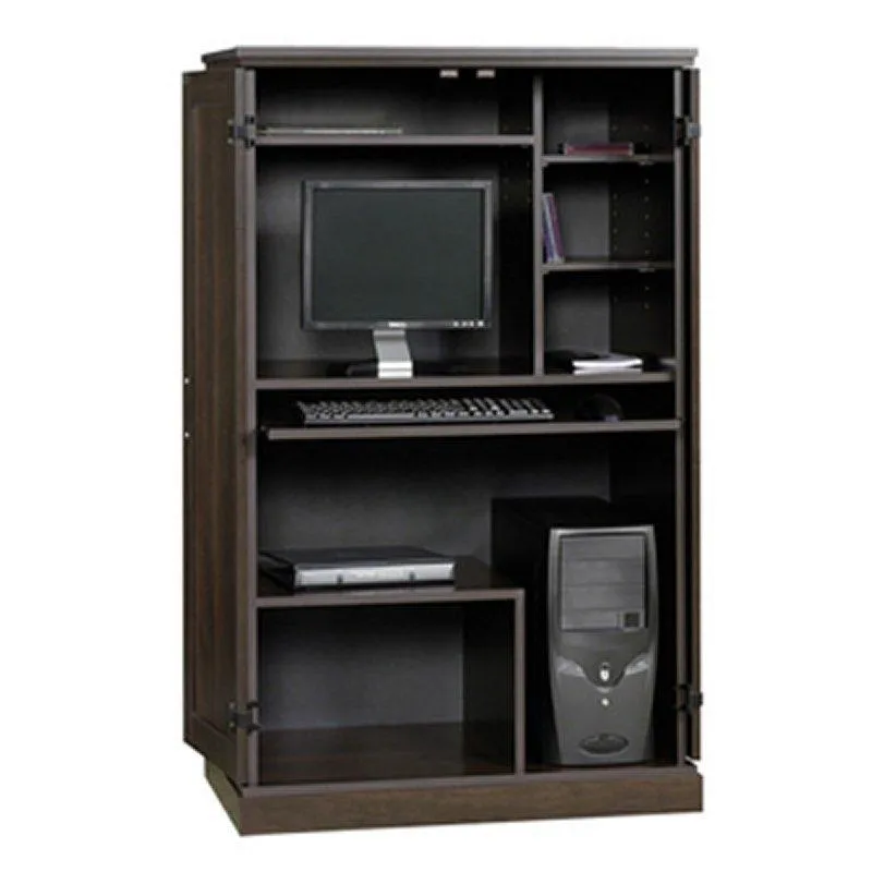 Medium Cherry Wood Finish Computer Armoire