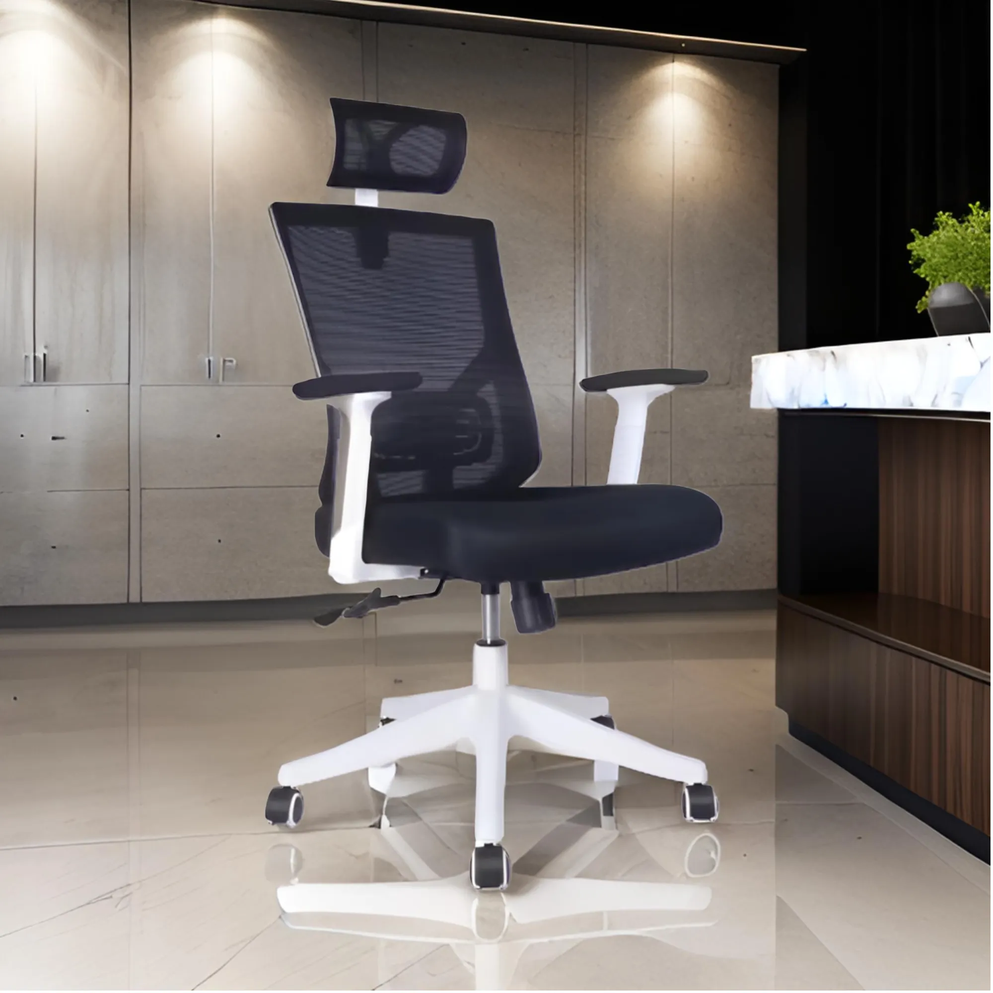 Mi-Ergo Continental High Back Office Chair with Head Rest and Adjustable Lumbar Support