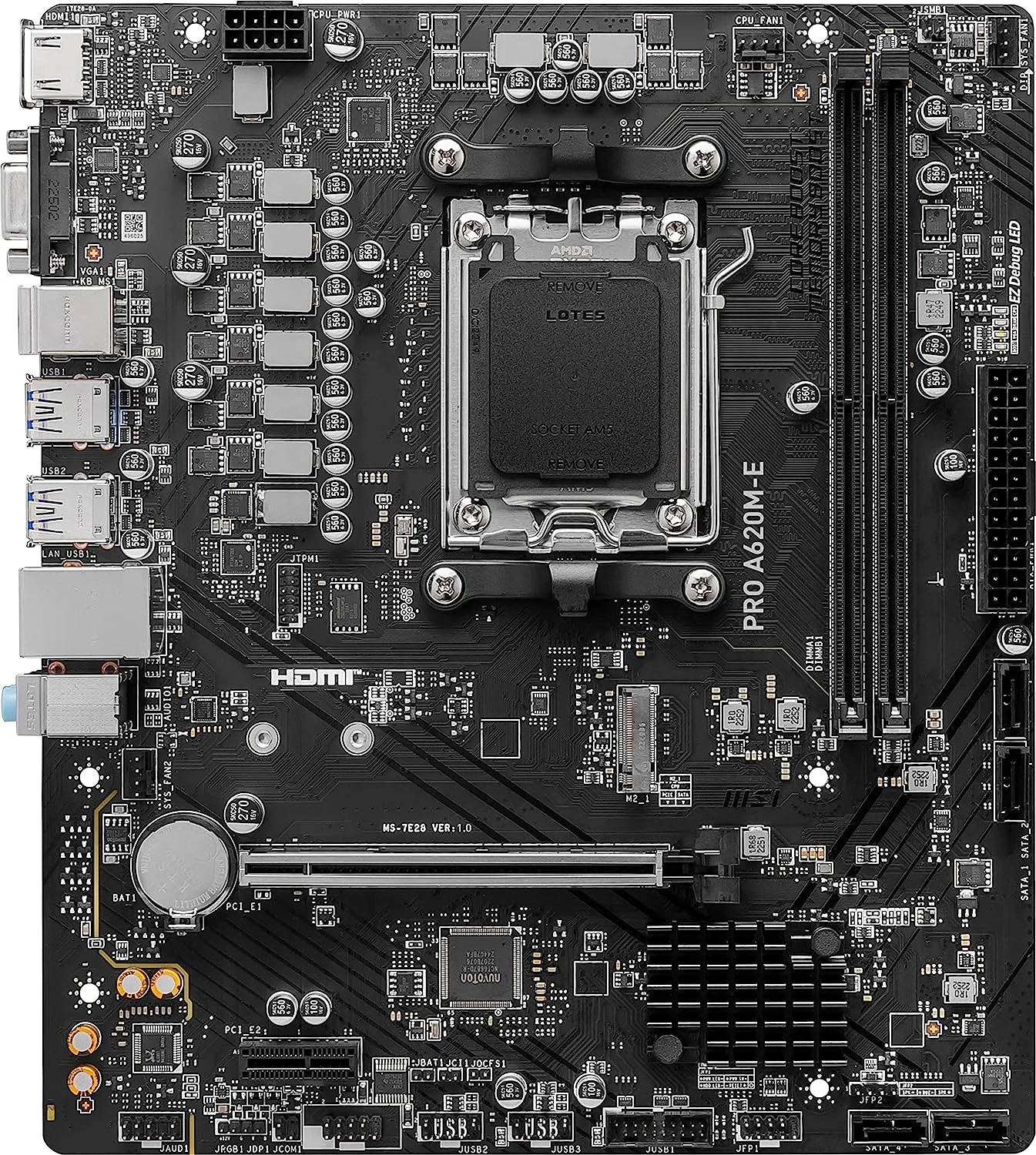 MSI PRO A620M-E Micro ATX (mATX) AMD Motherboard | AMD AM5 Socket