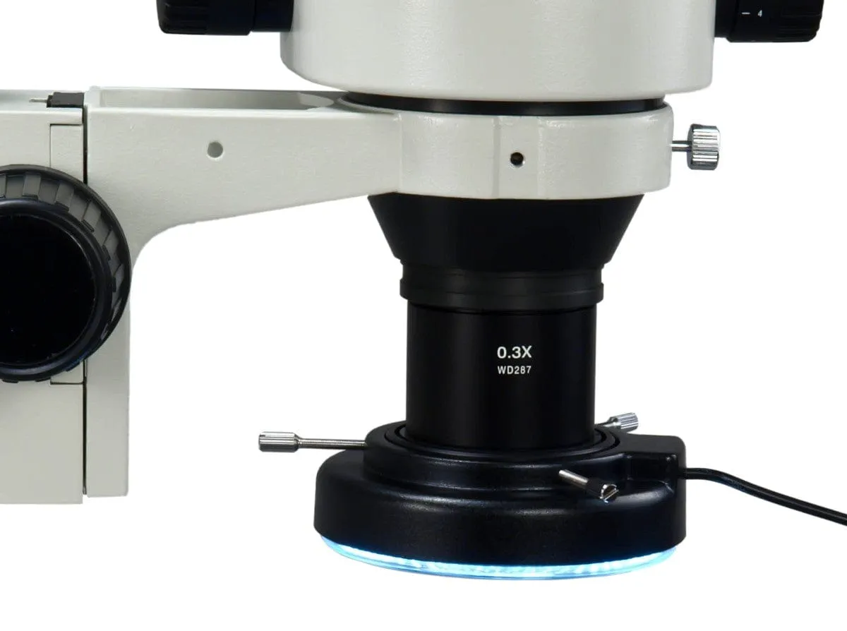 OMAX 2X-45X Boom Stand Zoom Stereo Microscope 144LED Adjustable Ring Light