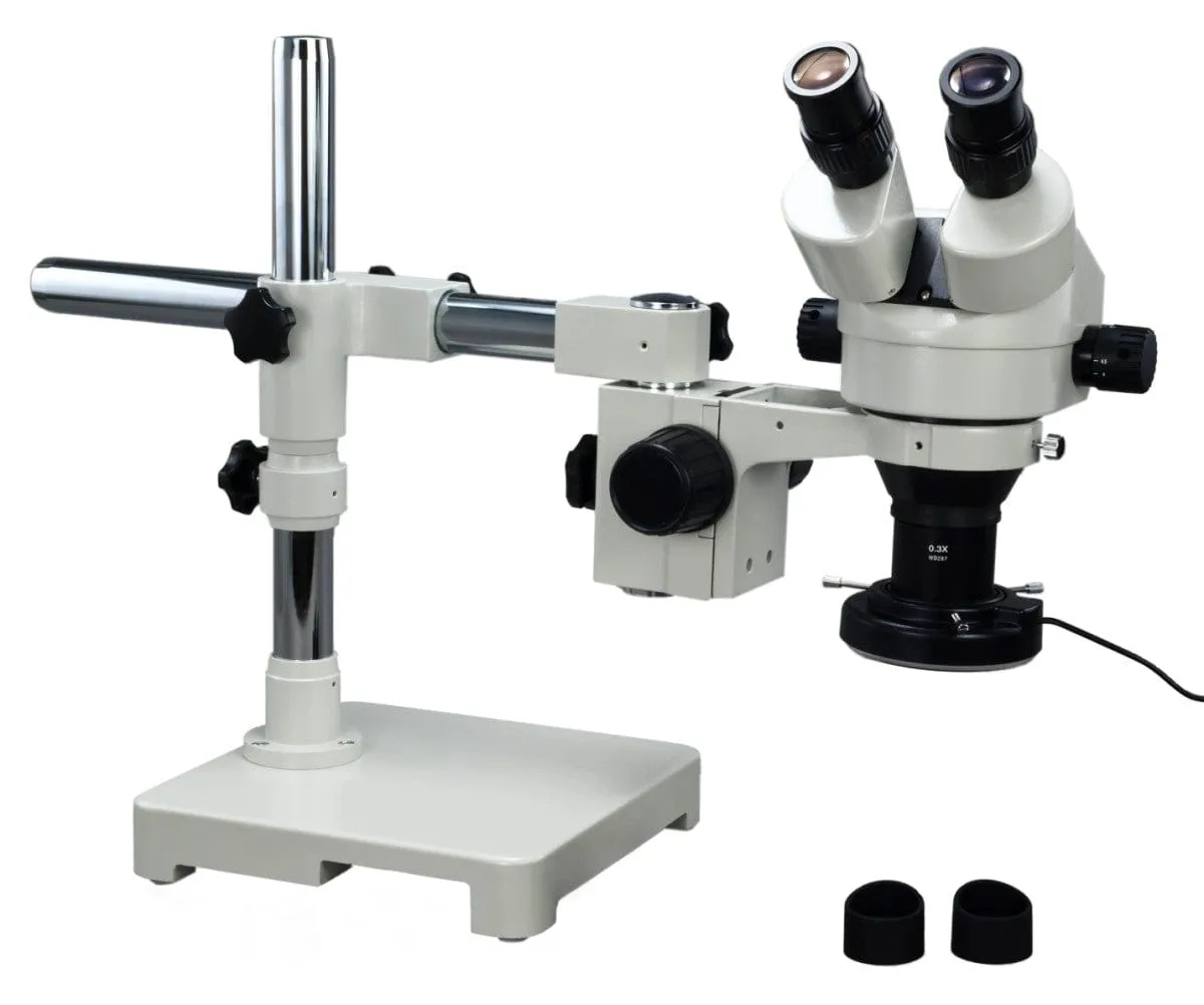 OMAX 2X-45X Boom Stand Zoom Stereo Microscope 144LED Adjustable Ring Light