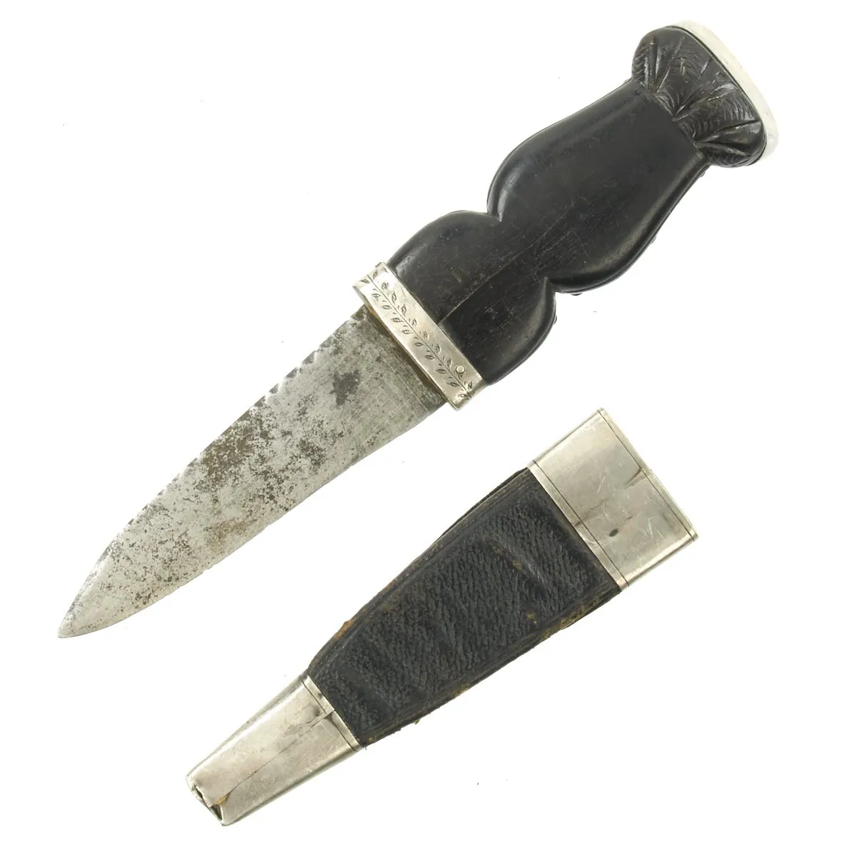 Original Georgian Era Scottish Skean Dhu Sock Knife with Scabbard - Sgian-dubh