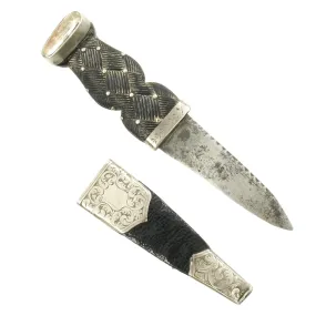 Original Georgian Era Scottish Skean Dhu Sock Knife with Scabbard - Sgian-dubh