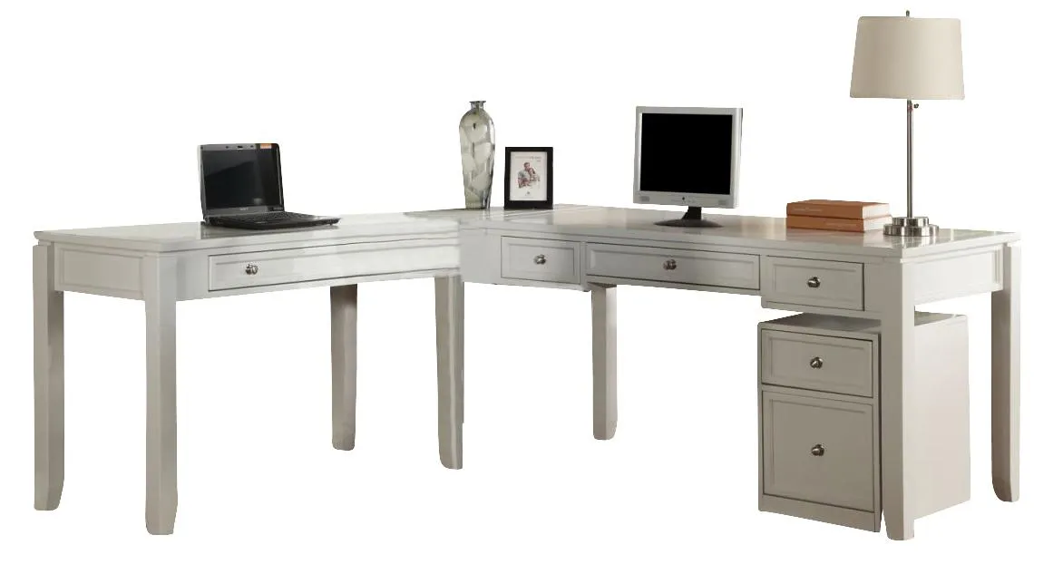 Parker House Boca 4-Piece L-Shaped Modular Office Desk in Cottage White