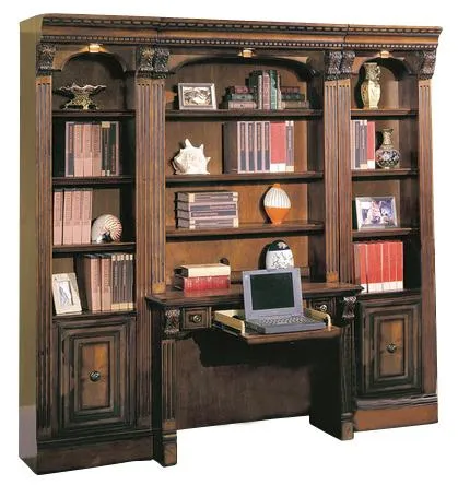 Parker House Huntington 4 Piece Library Desk Wall in Vintage Pecan