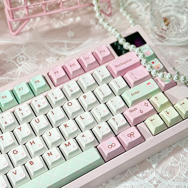 PIWIJOY Summer Dessert Cherry Proflie Keycap Set 146 Keys Support Alice ISO