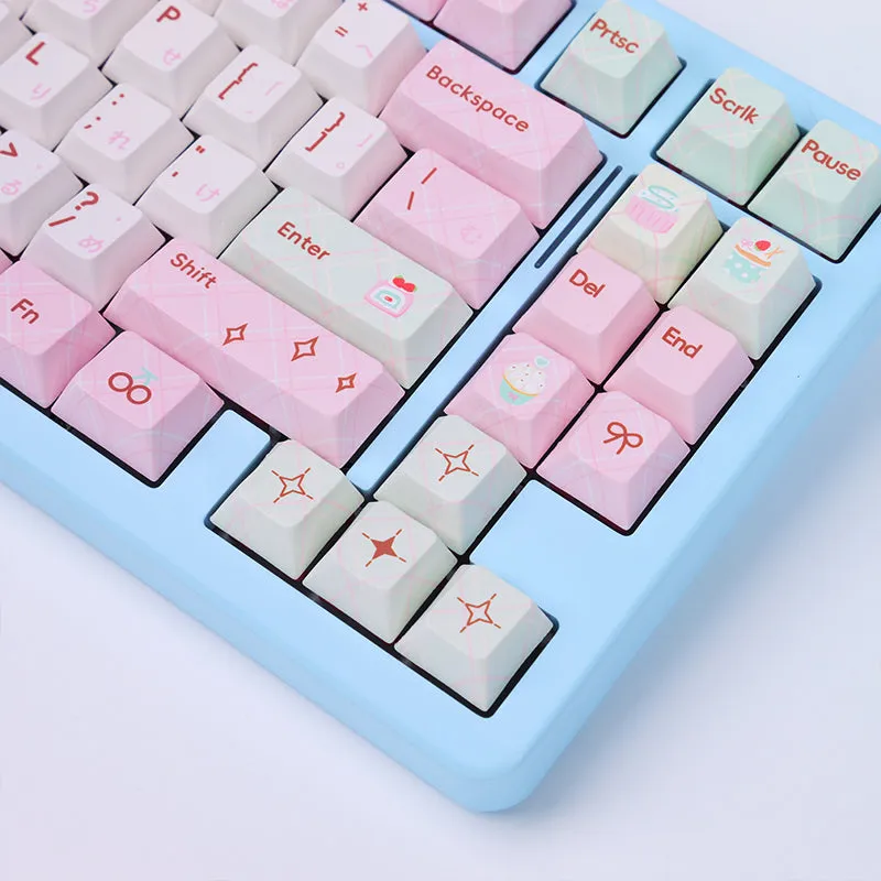 PIWIJOY Summer Dessert Cherry Proflie Keycap Set 146 Keys Support Alice ISO