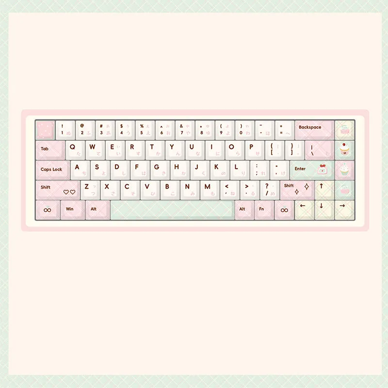 PIWIJOY Summer Dessert Cherry Proflie Keycap Set 146 Keys Support Alice ISO