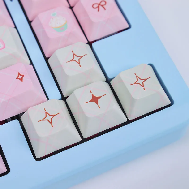 PIWIJOY Summer Dessert Cherry Proflie Keycap Set 146 Keys Support Alice ISO