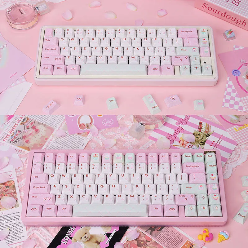 PIWIJOY Summer Dessert Cherry Proflie Keycap Set 146 Keys Support Alice ISO