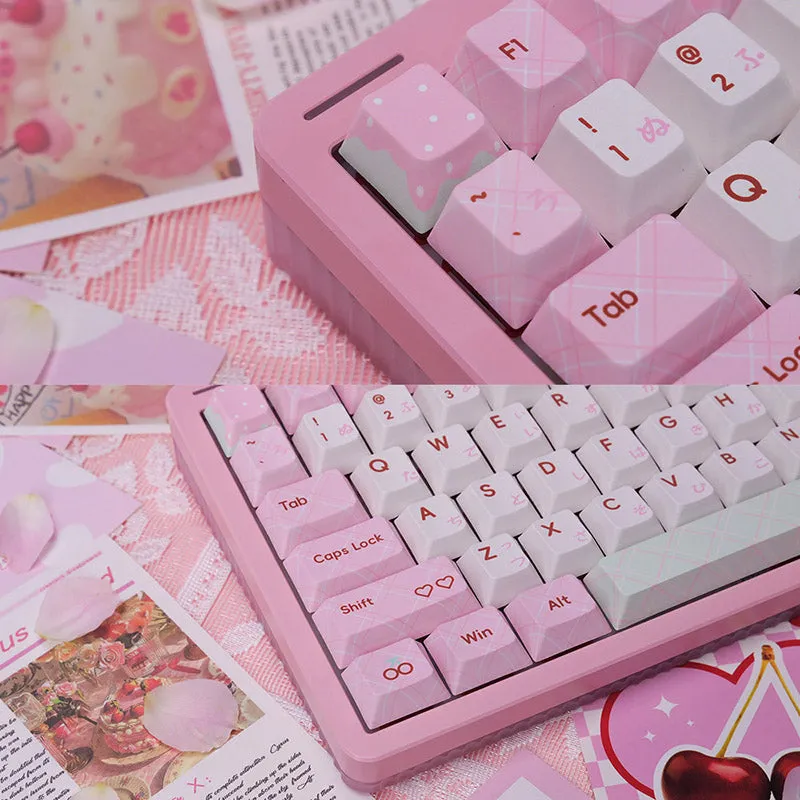 PIWIJOY Summer Dessert Cherry Proflie Keycap Set 146 Keys Support Alice ISO