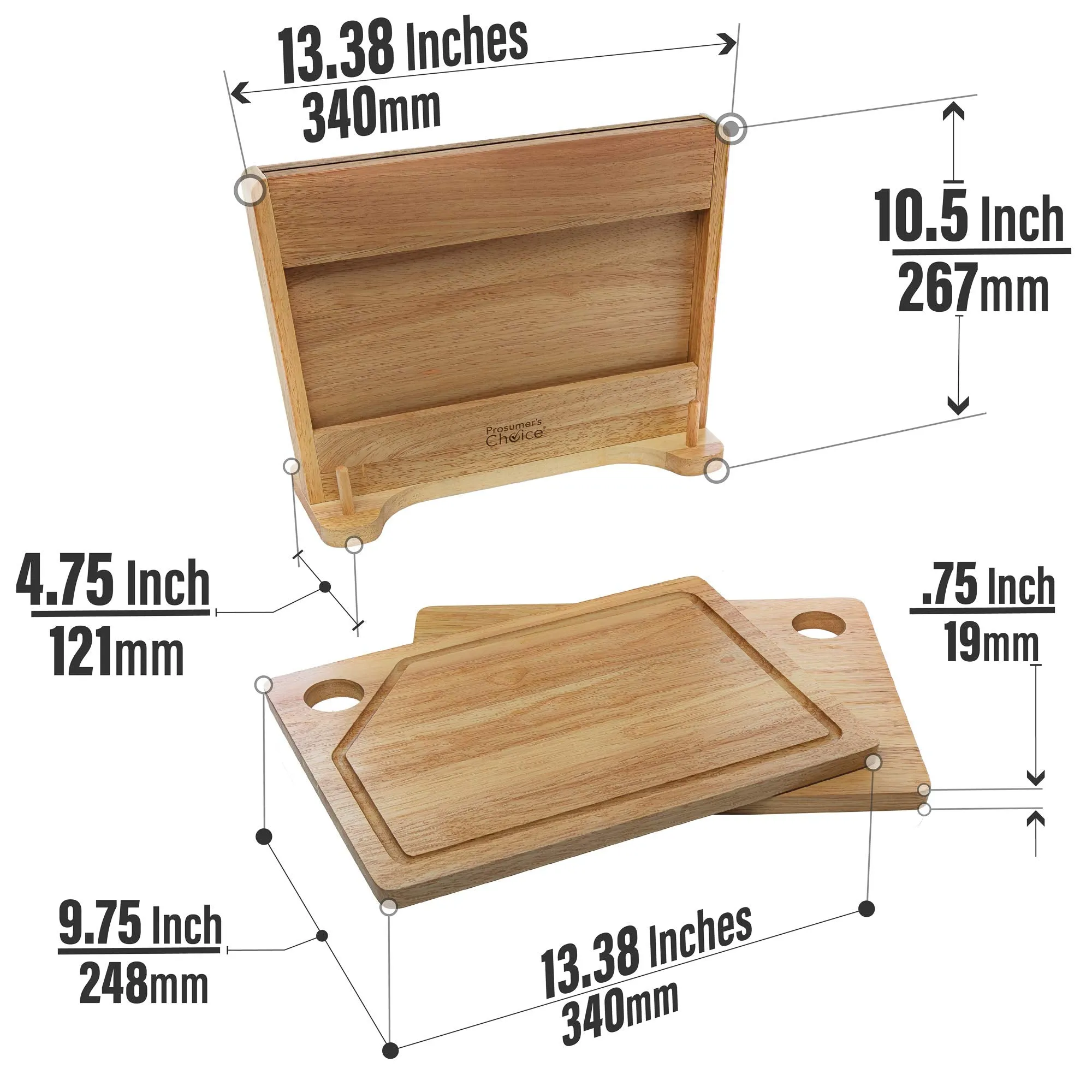 Prosumer's Choice Meat and Vegetable Cutting Boards and Included Stand with Built-In Knife