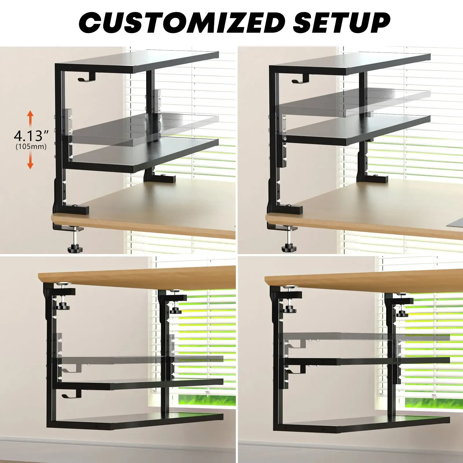 PUTORSEN Desk Shelf Clamp-On Above or Under