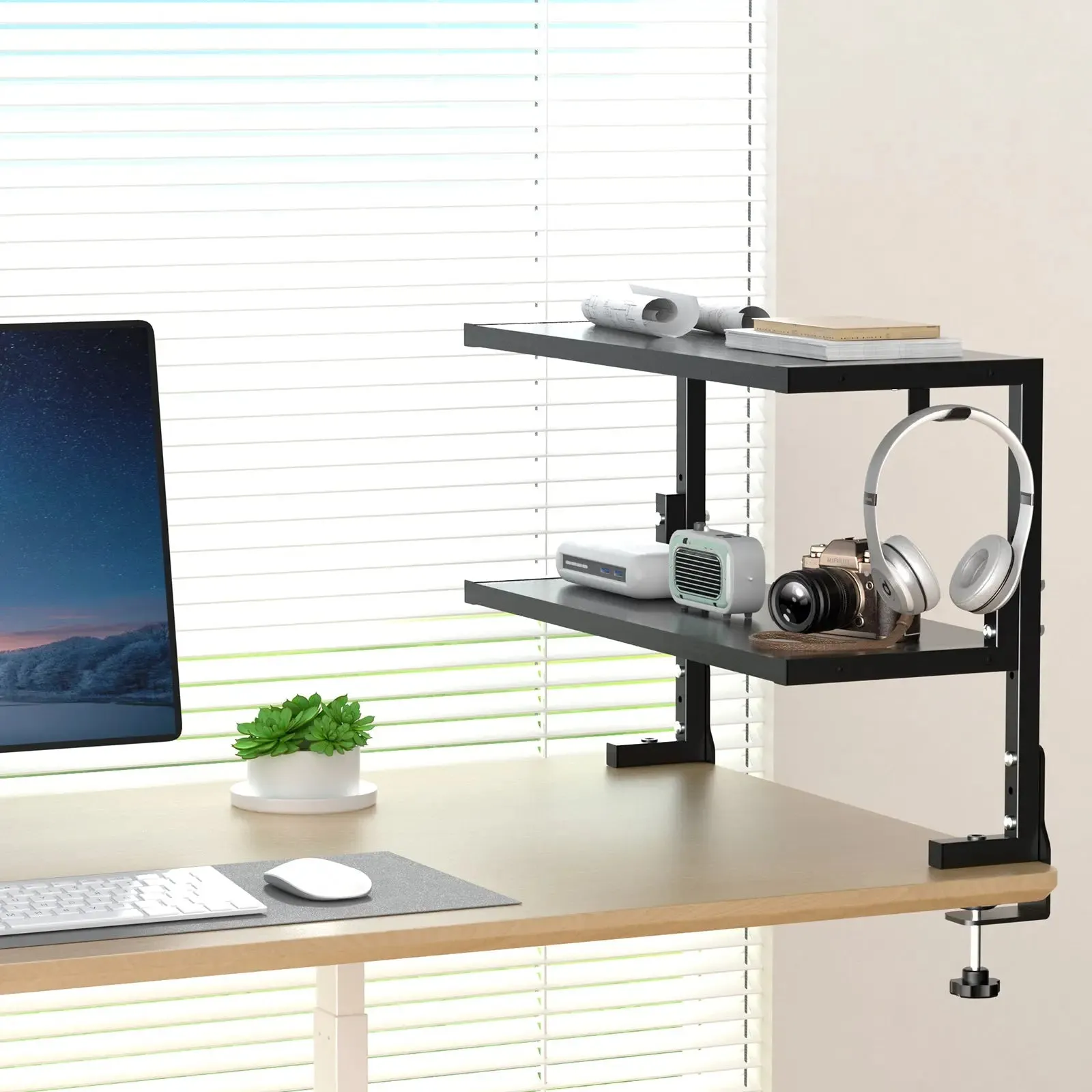 PUTORSEN Desk Shelf Clamp-On Above or Under