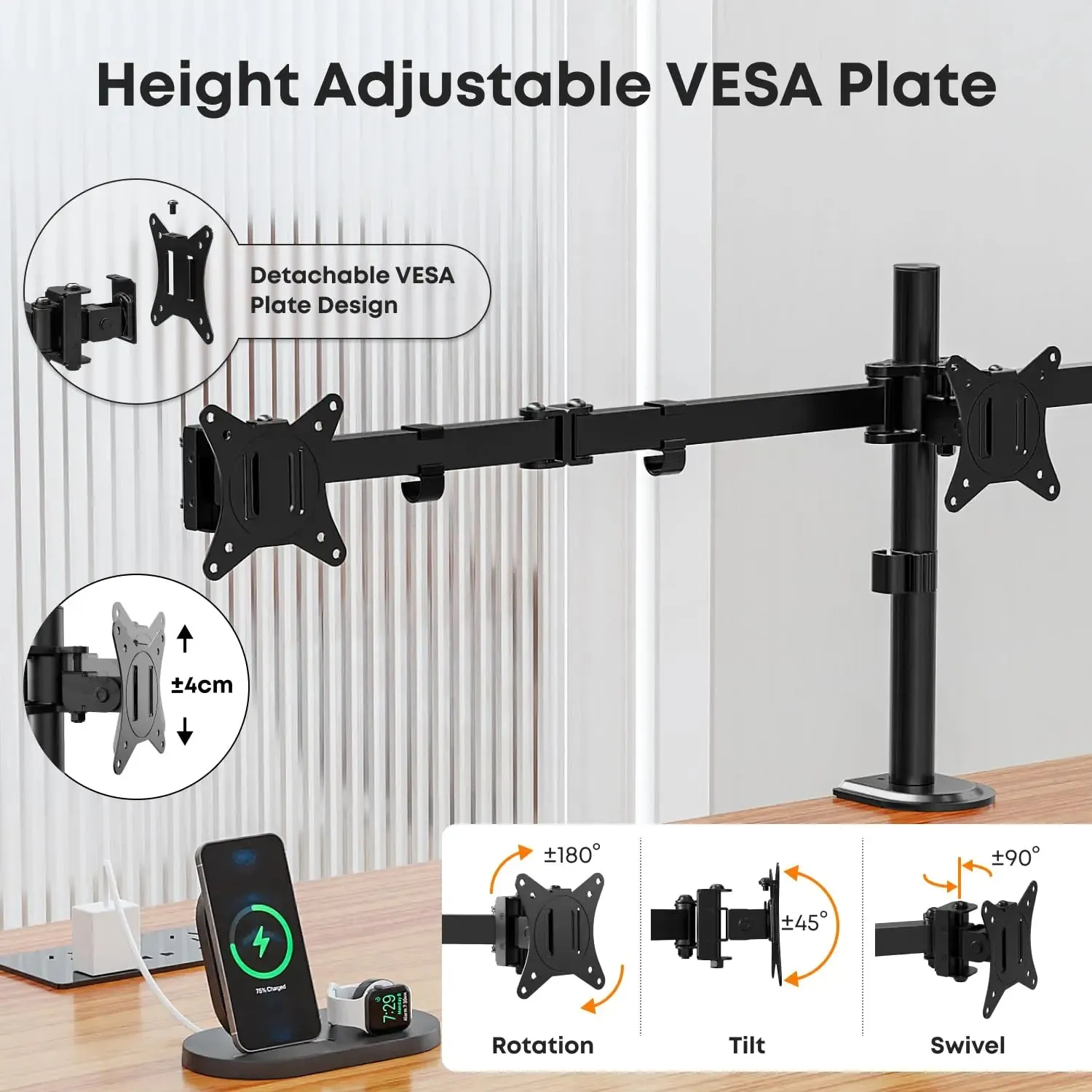 PUTORSEN Triple Monitor Arm for 17-27" Screens