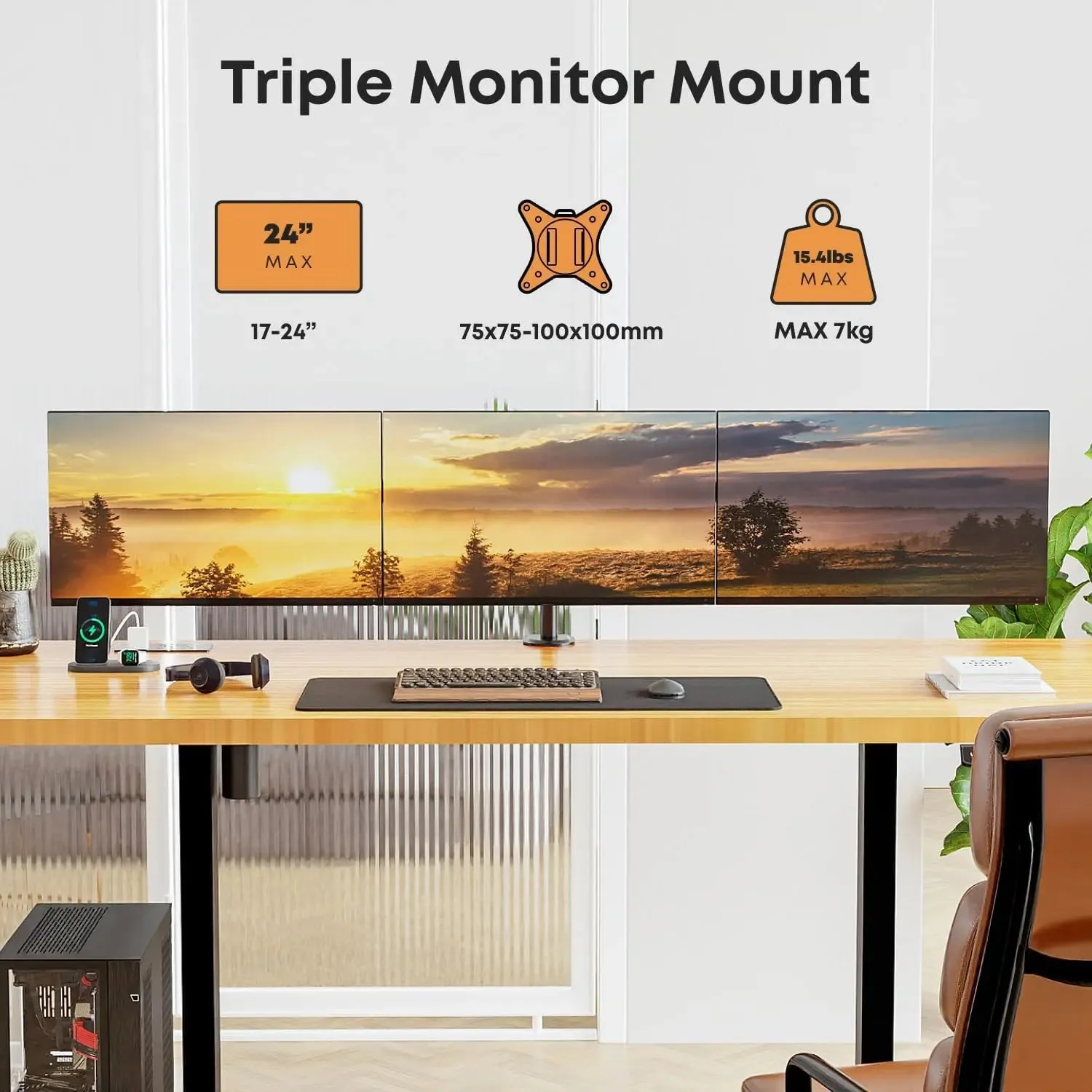 PUTORSEN Triple Monitor Arm for 17-27" Screens