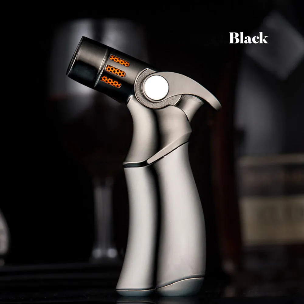 Quad Flame Butane Torch Lighter - Adjustable Table Top Lighter with Thumb Ignition Button