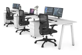 Quadro 3 Person Run Office Workstation [1200L x 700W]