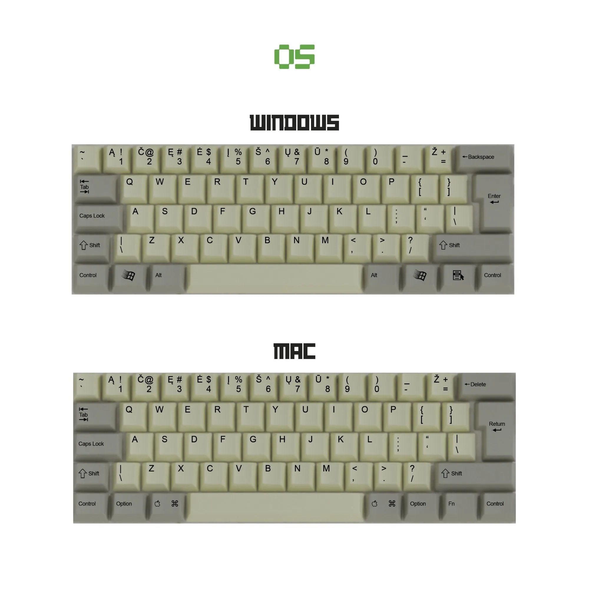 QWERTY Classic Vintage Keycaps Set | Retro Keycaps