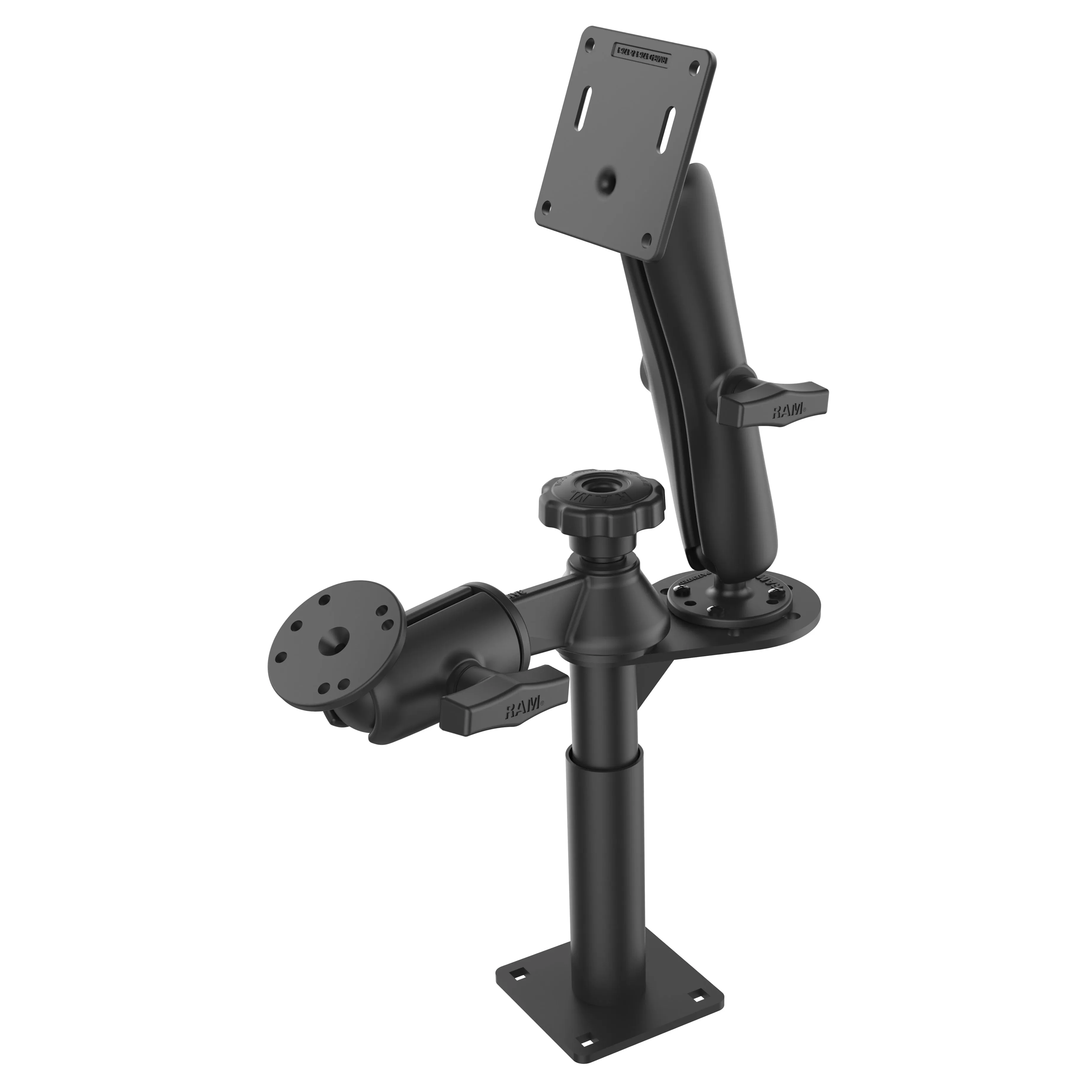 RAM® Tele-Pole™ with 4” & 5” Poles and Double Ball 75x75mm VESA Mount