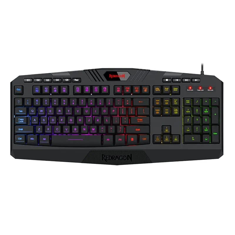 Redragon Harpe Membrane|Rgb Backlit|12 Multimedia Keys|19 Non-Conflict Gaming Keyboard - Black