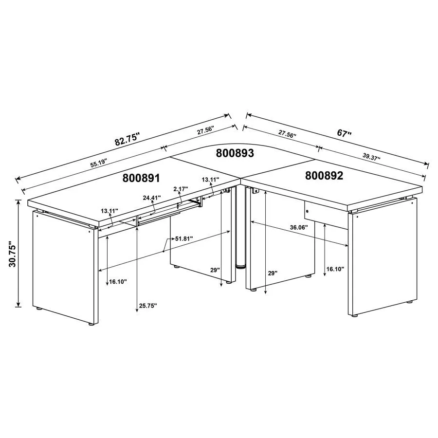 Skylar Brown L-shape Desk