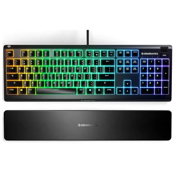 SteelSeries 64795 Apex 3 US Water Resistant Whisper Quiet Keyboard with RGB Lighting - Black