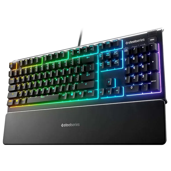 SteelSeries 64795 Apex 3 US Water Resistant Whisper Quiet Keyboard with RGB Lighting - Black