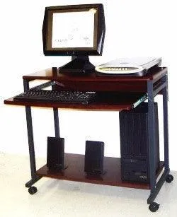 STS7801 32" Rolling Compact Computer Desk with Printer Shelf - Dark Cherry