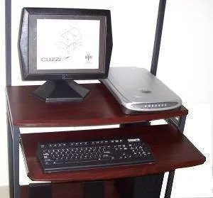 STS7801 32" Rolling Compact Computer Desk with Printer Shelf - Dark Cherry