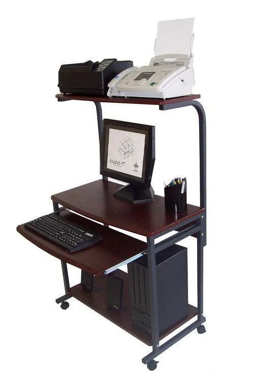 STS7801 32" Rolling Compact Computer Desk with Printer Shelf - Dark Cherry