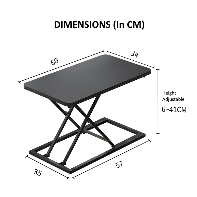 TARKAN Wood Standing Desk Riser, Height Adjustable Sit To Stand Desktop Workstation Table For Laptop & Monitor (Black)