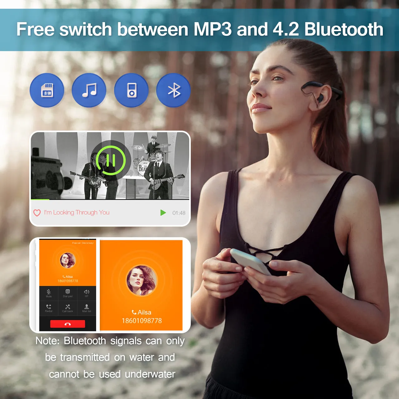 Tayogo W12 Waterproof Mp3 Player with 8GB memory and Bluetooth , FM radio