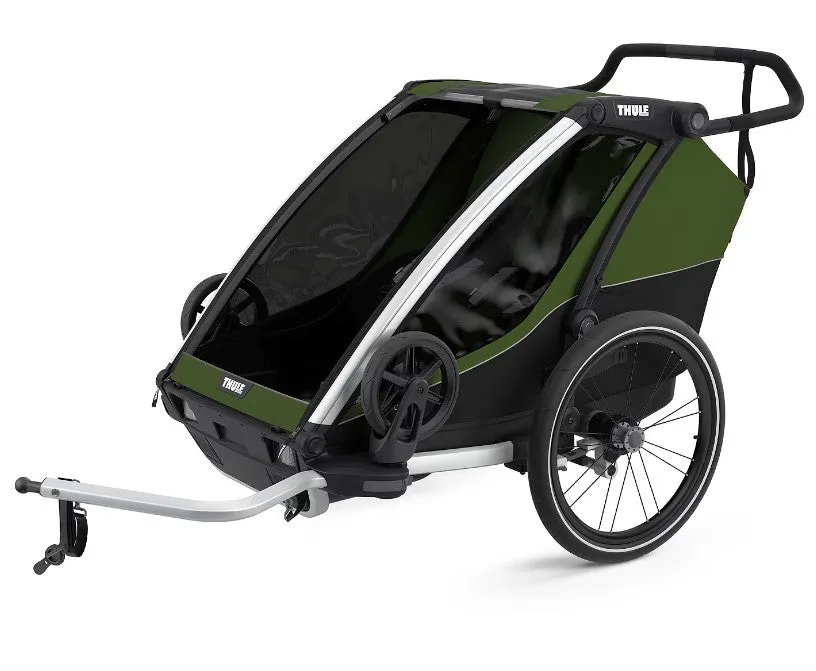 Thule Double Seat Bicycle Trailer Chariot Cab | Aluminum Cypress Green