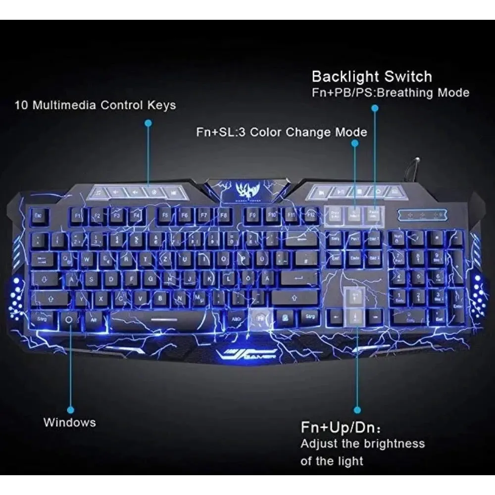 Thunder Fire 2.4G Gaming Keyboard and Mouse Set by Ninja Dragons