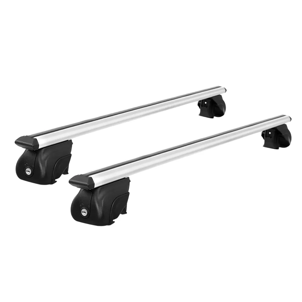 Universal Car Roof Rack Aluminium Cross Bars Adjustable 126cm Silver Upgraded