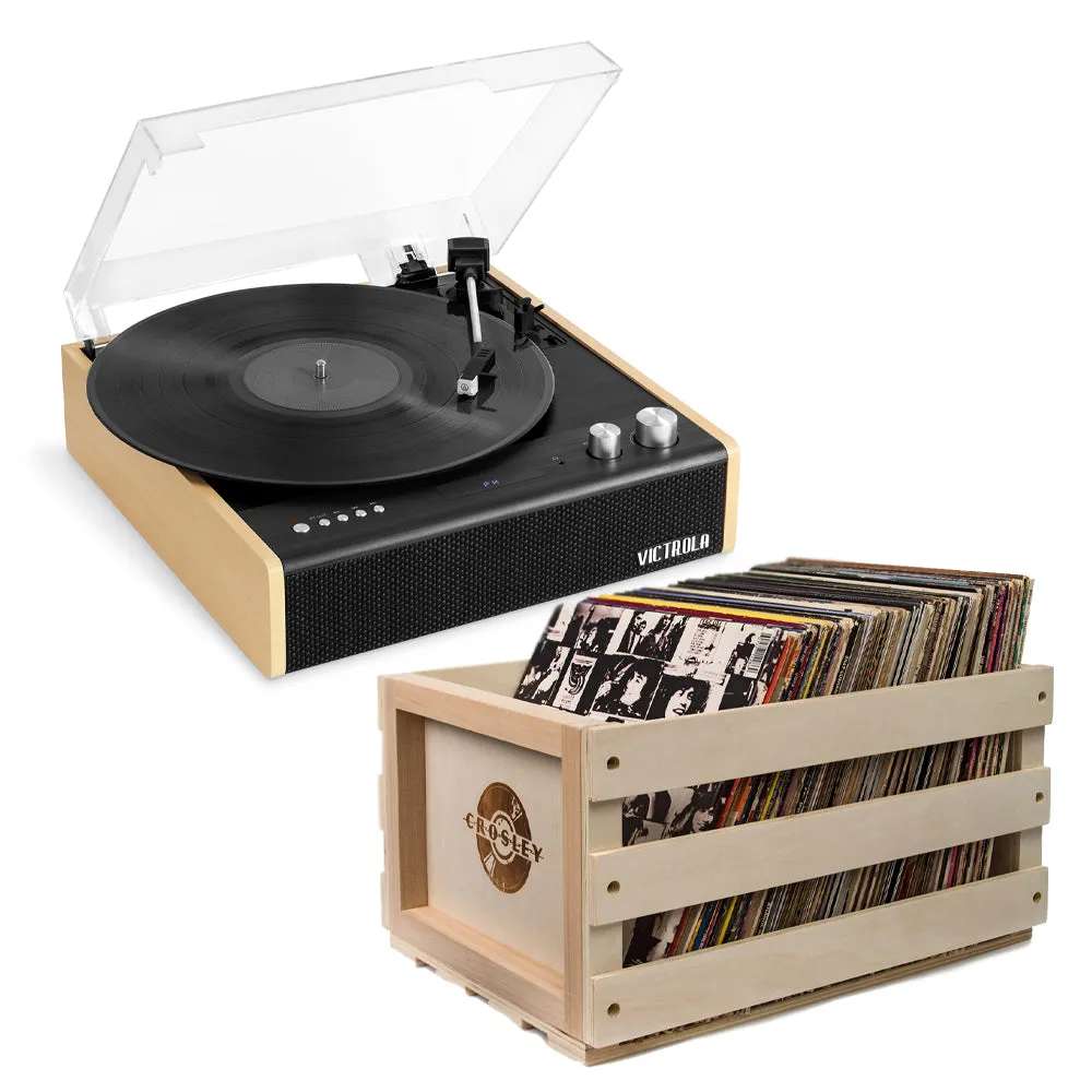 Victrola Eastwood Turntable   Bundled Record Storage Crate