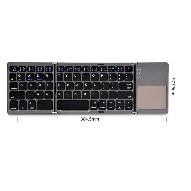 Wireless Double/Triple Foldable  Keyboard with Touchpad - Bluetooth Connection, Multi-Function Button Mini Keyboard & Compatible with Windows, Android, iOS, & Phone - Ideal Gift for All