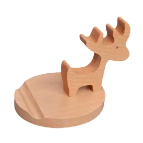 Wooden Mobile Phone Stand Cute Deer Desktop Bedside Cell Phone Holder